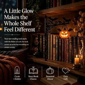Linterna de estantería de Halloween, mini luz nocturna LED con forma de calabaza para decoración de biblioteca, 9.234D x 2.134W x 10.34H - Product Image 4