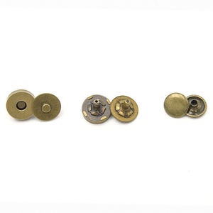 High Quality Vintage Metal Magnetic Button Antique Brass Finish Debossed Text <b>Bag</b> <b>Accessories</b> - Product Image 3