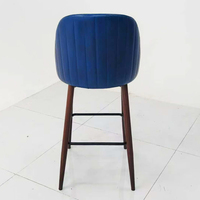 Chaise de salle à manger de luxe personnalisée, dossier en cuir bleu minimaliste, chaise de café
