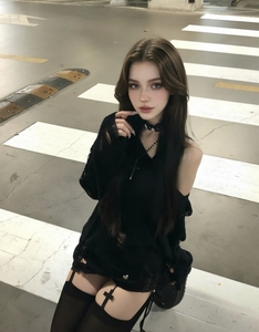 Sexy Ripped Black Sweater Women - Fashionable Off-Shoulder Knit Top with Distressed Details, Slimming Gothic Pullover <strong>Jumper</strong> - Product Image 3