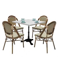 Ensemble de chaises de table de style français pour café d'extérieur et salon de thé Combinaison vintage en rotin pour patio Design pliable en métal pour une assise décontractée