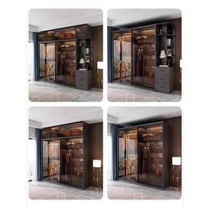Armario de Estilo Italiano de Lujo Ligero con Puerta Corredera de Vidrio Templado y Múltiples Cajones, Personalización Basada en Muestras - Product Image 3