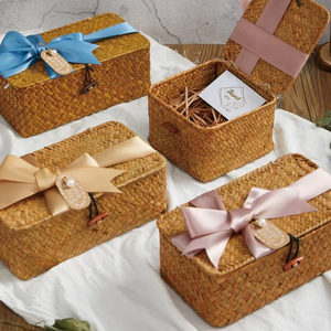 Cesti Portaoggetti in Paglia Intrecciati a Mano, Scatole Multiuso per Regali di Ramadan, Bomboniere per Matrimoni, Organizzazione Domestica - Product Image 6