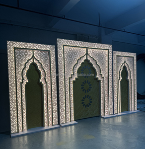 Mịn Arabic 3pcs LED mô hình ánh sáng Rỗng ra tổ chức sự kiện Acrylic cứng PVC bối cảnh trang trí sân khấu Nguồn cung cấp đám cưới vòm đứng - Product Image 3