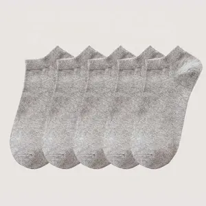 Classic Black White Gray Wholesale Solid Color Cotton Socks For Men's Sports Socks Summer Boat Socks