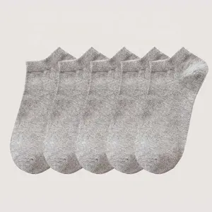 Chaussettes classiques en coton de couleur unie en gros noir blanc gris pour chaussettes de sport pour hommes chaussettes de bateau d'été