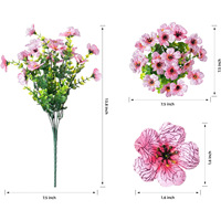 2 paquets de bouquets artificiels de fleurs d'échinacée pour la décoration intérieure et extérieure, centre de table de mariage ou de maison
