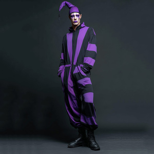 Costume de Clown Effrayant pour <span class=keywords><strong>Homme</strong></span> - Combinaison Rayée en Polyester avec Masque pour Halloween et Cosplay - Product Image 5