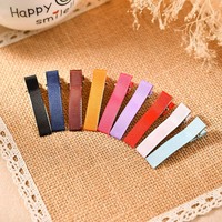DIY Vente en gros 100 pièces/paquet Pinces à cheveux en ruban gros-grain couleur unie, Barrettes BB pour filles, Ensemble de pinces à cheveux simples à clipser, Multicolore