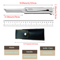 Couteau à radis mécanique à gravité tout en acier, portable, avec étui en cuir noir, manche en bois, pour adulte, EDC, haute dureté, OEM