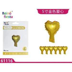 Peiyong Paquete de 6 Globos Metálicos Dorados en Forma de Corazón de 5 Pulgadas, Guirnalda de Estrellas de Aluminio Modelo 61116 para Fiestas y Celebraciones del Día de San Valentín - Product Image 1