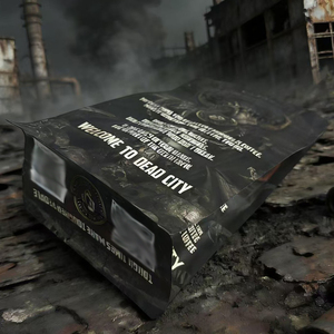 Bolsa negra de impresión digital personalizada con impresión completa y base plana para envasado de café en grano o en polvo - Product Image 4