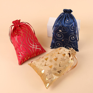 Pochette de Noël en velours de luxe avec cordon de serrage, sac à pommes pour la veille de Noël, sac à bonbons, sac cadeau en soie avec cordon de serrage en aluminium pour Noël - Product Image 3
