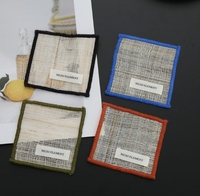 Sous-verres carrés en tissu d'été, sets de table en ramie isolants pour la chaleur, sets de table en tissu à bords surpiqués pour la cérémonie du thé.