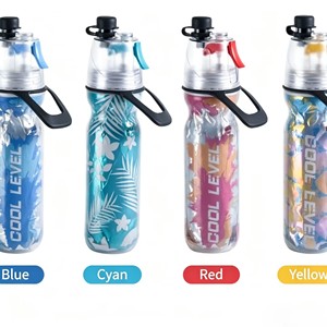 500ml BPA Free Spray Tumbler Double Wall Cooling Water <b>Bottle</b> with Lid Straw and Carry Rope for Gym Travel - Product Image 2
