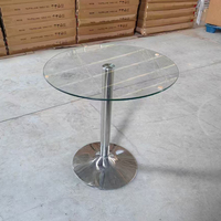 Mesa Auxiliar Redonda de Vidrio Templado Resistente, Mesa de Centro con Pedestal, Muebles Modernos para Sala de Estar, Mesa Lateral para Villa