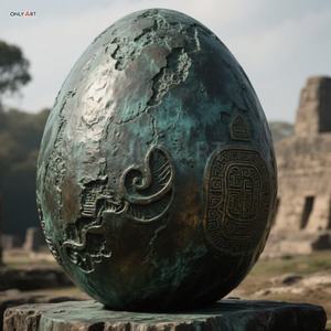 Su misura all'aperto rovina grande fusione in bronzo intagliato modello retrò gigante incrinato uovo scultura in bronzo per parco arredamento pubblico - Product Image 1