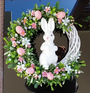 新设计平面亚克力水晶花环复活节兔子花环装饰过门