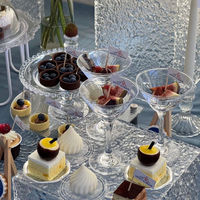 Ensemble de présentoirs à nourriture en plastique transparent moderne, présentoir de buffet imperméable et transparent pour la décoration de mariage et de fête