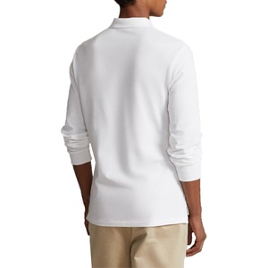 Camisa Polo de Manga Larga para Hombre, Estilo Vintage, Casual, Corte Ajustado, 100% Algodón, Cuello Acanalado, Lisa, al por Mayor - Product Image 2