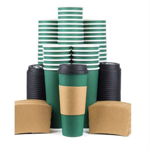 Compter 1000 350ml gobelet en papier 32oz compostable café jus tasse en papier blanc avec couvercle en papier - Product Image 4