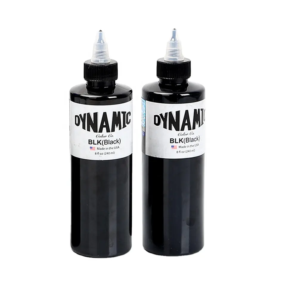 Tinta de tatuagem dinâmica original blk 8 oz, cor preta