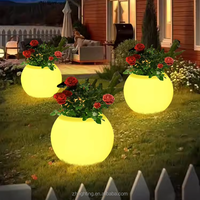 Pot Bunga Taman Tenaga Surya 16 Warna RGB, Vas Luar Ruangan Besar Berlampu LED, Pot Bunga LED Besar Dekoratif Rumah