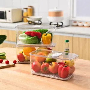 PET material transparent plastic box kitchen food,fruits, storage container Refrigerator Drawer Fridge Organizer