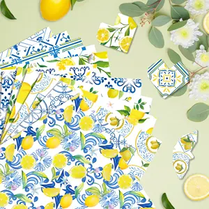Mediterranean Lemon Pattern Scrapbook Paper Double-Sided DIY Craft Paper For Gift Wrapping Album Decor