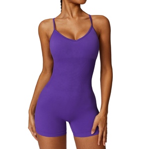 <strong>Women</strong> Soft Ribbed Adjustable Scrunch Back Seamless Fitness <strong>Romper</strong> - Product Image 2