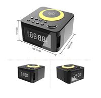 Haut-parleur multimédia portable HS avec réveil, horloge, charge sans fil, radio FM, fonction snooze, veilleuse, AUX, USB