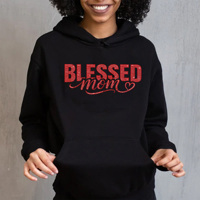 Impression personnalisée de motifs thermocollants en strass rouge « Blessed Mom »