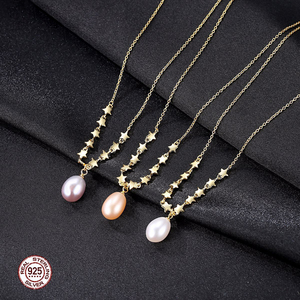New Design S925 Sterling <b>Silver</b> <b>Necklace</b> with Freshwater Pearl <b>Star</b> Pendant Exquisite Jewelry Wholesale - Product Image 3