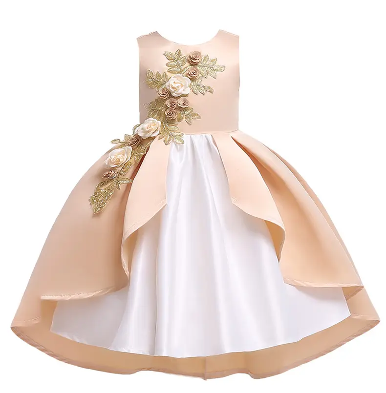 D0038 Guangzhou Children Clothes Flower Kids Latest Design 8 Years Girl Birthday Party Dress