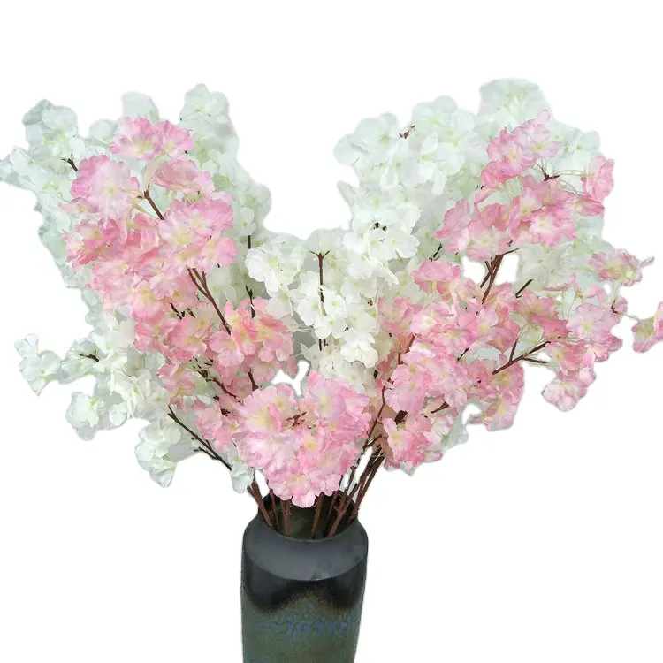 Venta directa de fábrica, flor de simulación, decoración de boda, flor de cerezo de tres puntas