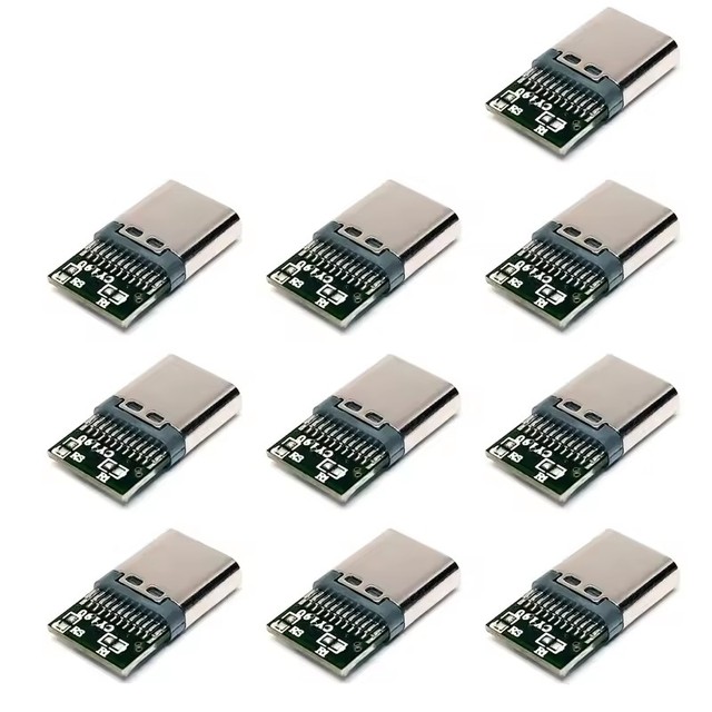 Type-c24p 5A high current PCB board 24 pin USB data charging plug mother base 4 solder joints