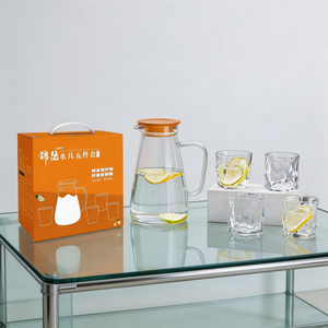 Juego de 5 piezas de jarra de agua de vidrio al por mayor directo de fábrica, jarra de agua de vidrio sodocálcico con 4 vasos, cristalería para beber al por mayor - Product Image 6