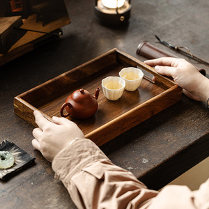 Guanlan Walnut Wood Rectangular <b>Tea</b> <b>Tray</b> Solid Wood <b>Tea</b> Serving <b>Tray</b> Elegant Design For <b>Tea</b> Set Storage - Product Image 1