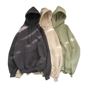 Custom Logo Blank Streetwear 100 Cotton Fleece Jogger Pull Over Hoodies Men Oversized Thick Unisex Blank Hoodies