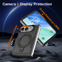 Étui double couche TPU+PC 2 en 1 pour iPhone Duo, téléphone pliable, anneau magnétique pliable, béquille, protection antichoc