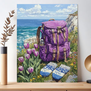 Pour CHENISTORY <span class=keywords><strong>violet</strong></span> sac à dos bricolage peinture par numéros Kits pour adultes paysage peinture acrylique sur toile pour la décoration intérieure - Product Image 3