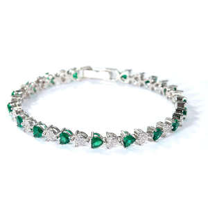 Bracelet pour femme en alliage de rubis 100% pur, personnalisé, style luxueux plaqué argent, forme de cœur romantique, pour mariage - Product Image 3