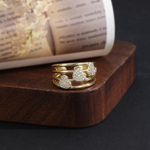 Diseño moderno con diamantes brillantes, chapado en oro de 14k para parejas, acabado exquisito, adecuado para celebrar aniversarios, ajustable. - Product Image 1