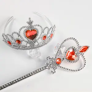 Princess Tiara Accessories Children Jewelry Crowns Cosplay Headband Snowflake Magic Wands And Crown Sets