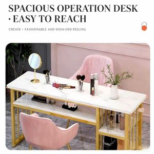 Mesa de Manicura Portátil de Mármol de Lujo Moderno, Juego de Mesa Multifuncional Disponible para Salones de Uñas y Peluquería - Product Image 4