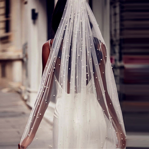 Vente en gros de voiles de mariée ivoire de 2 m de long avec perles et peigne, <span class=keywords><strong>voile</strong></span> de mariée <span class=keywords><strong>pas</strong></span> <span class=keywords><strong>cher</strong></span> à une couche - Product Image 4