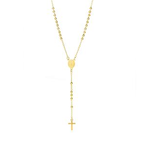Collier Pendentif <span class=keywords><strong>Croix</strong></span> de Saint Judas Plaqué Or 18 Carats, Chapelet Tendance en Perles d'Acier Inoxydable, Bijou Mode pour Femmes et Hommes - Product Image 5