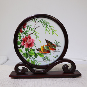 Suzhou Embroidery Double Sided Landscape <b>Screen</b> Handmade Silk Ornament For Living Room Bedroom <b>Decorative</b> Table Stand - Product Image 2