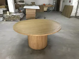 MRS WOODS Reclaimed Natural Luxury Color Solid Elm Outdoor Round Wooden Dining Table