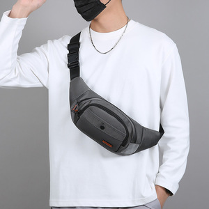 Men's Chest Bag Oxford Cloth Water Resistant Gray Black Military Green Dark Blue Outdoor Sports Cycling Crossbody Waist Bag - Product Image 3
